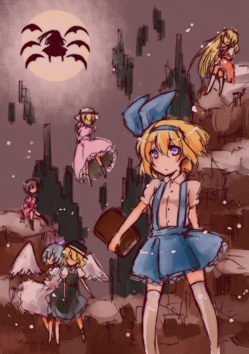 alice margatroid, shinki, yumeko, mai, yuki, and 2 more (touhou and 1 more) drawn by okannigeru