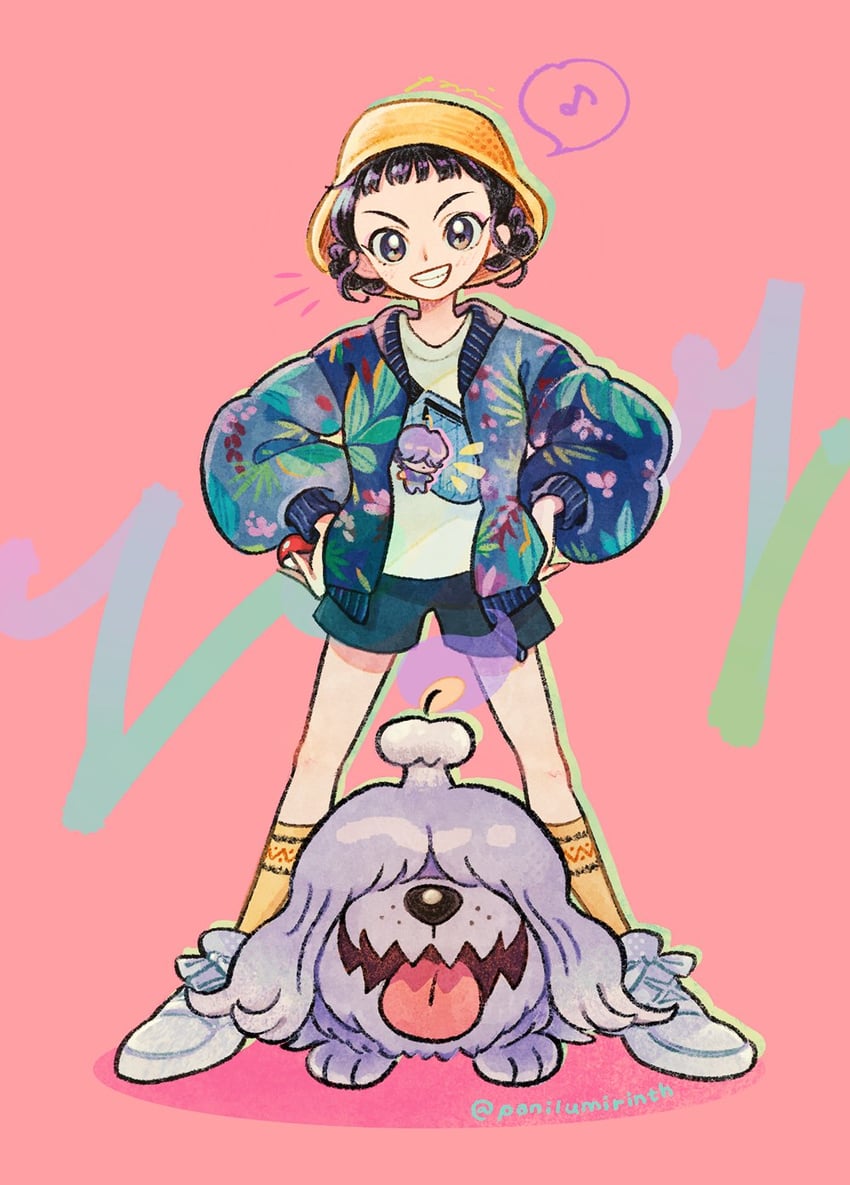 greavard, zoey, and mystery (pokemon and 1 more) drawn by zzzpani