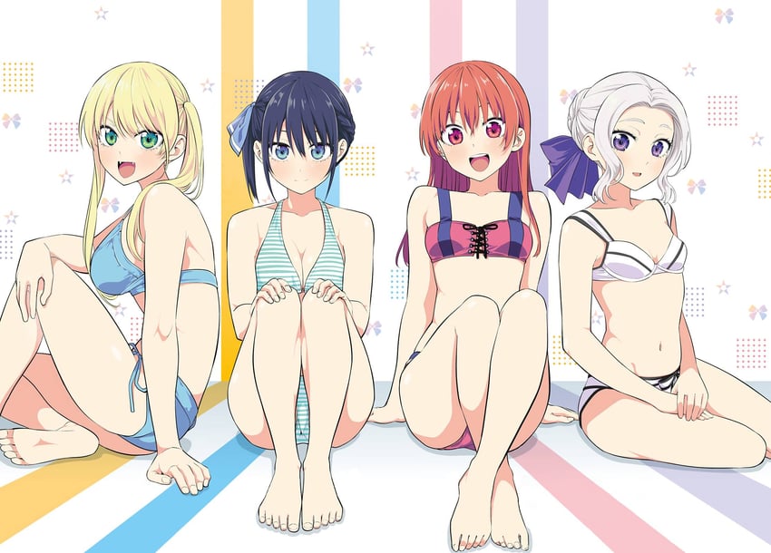 minase nagisa, hoshizaki rika, saki saki, and kiryuu shino (kanojo mo kanojo) drawn by hiroyuki