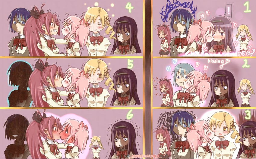 akemi homura, kaname madoka, miki sayaka, sakura kyoko, and tomoe mami (mahou shoujo madoka magica) drawn by kanamemadoka_(artist)