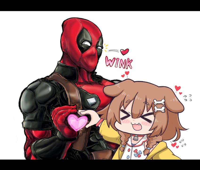 inugami korone and deadpool (hololive and 2 more) drawn by matarou_(matarou072)