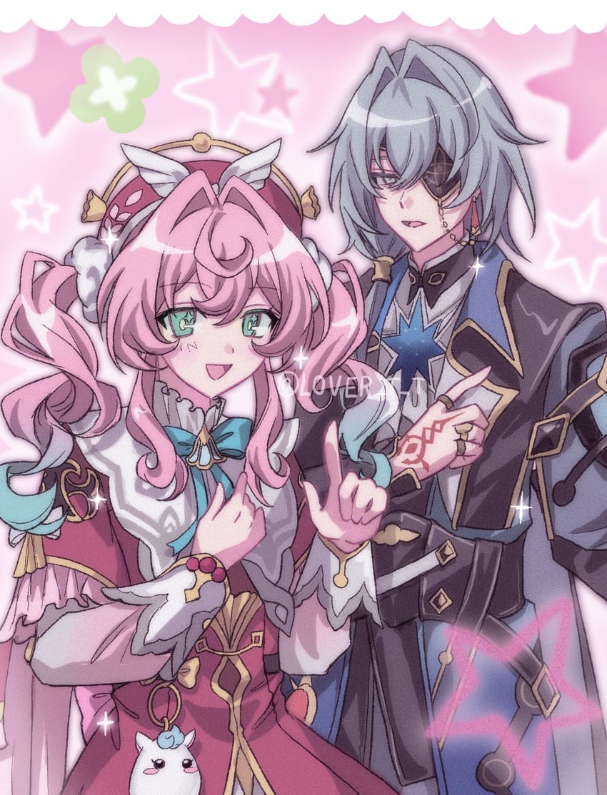 anaxa and hyacine (honkai and 1 more) drawn by l0ver_t_t