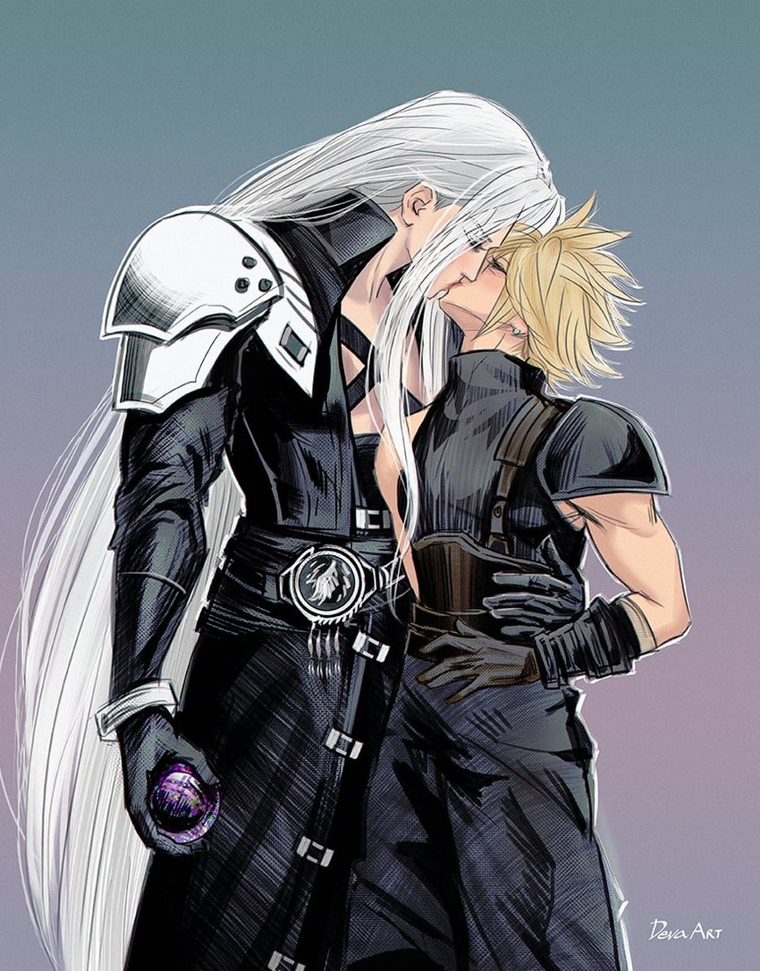 cloud strife and sephiroth (final fantasy and 3 more) drawn by develvdeva