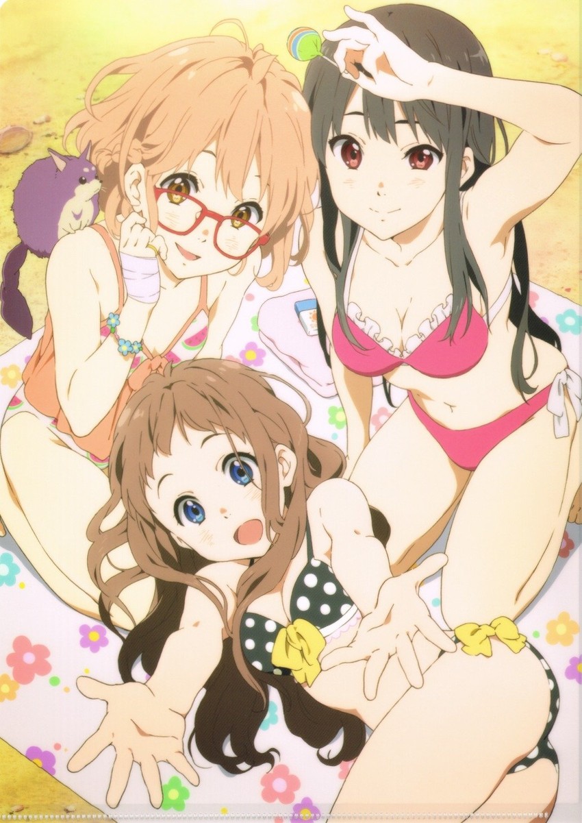 kuriyama mirai, nase mitsuki, shindou ai, and yakiimo (kyoukai no kanata) drawn by horiguchi_yukiko