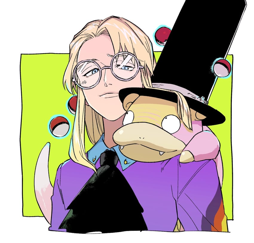 avery and galarian slowpoke (pokemon and 1 more) drawn by t1ger_spuma