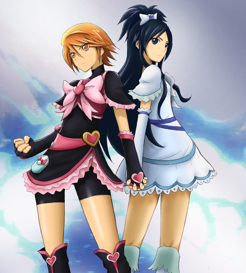 misumi nagisa, yukishiro honoka, cure black, and cure white (precure and 1 more) drawn by boranchi