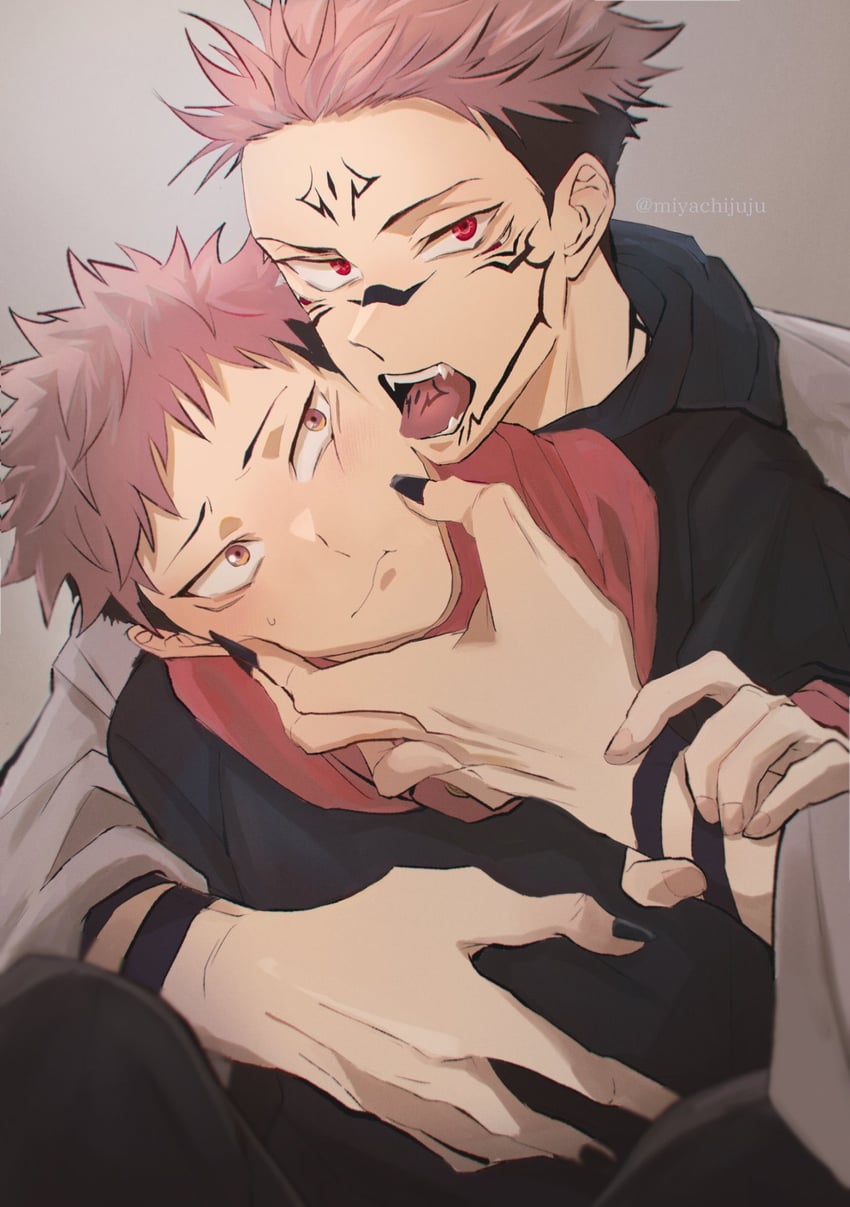 itadori yuuji and ryoumen sukuna (jujutsu kaisen) drawn by kerokeromiyachi