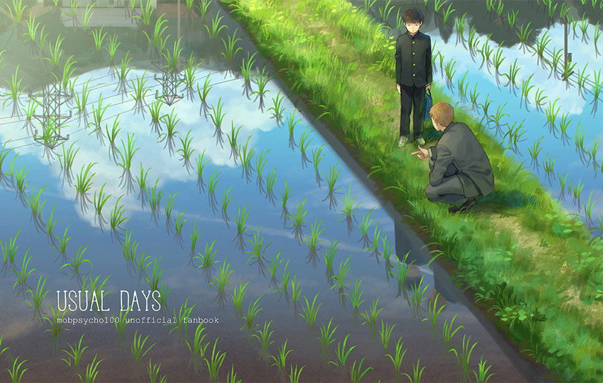 kageyama shigeo and reigen arataka (mob psycho 100) drawn by hiko_(scape)