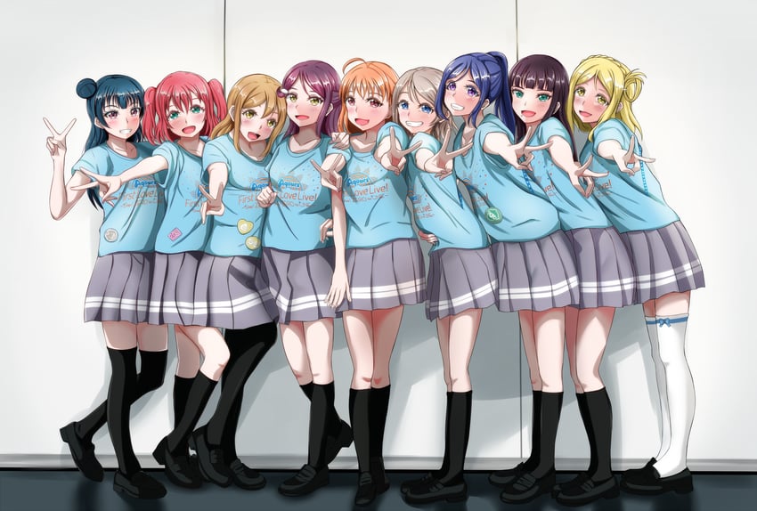 watanabe you, tsushima yoshiko, sakurauchi riko, takami chika, matsuura kanan, and 4 more (love live! and 1 more) drawn by nanao_(m44132yf)