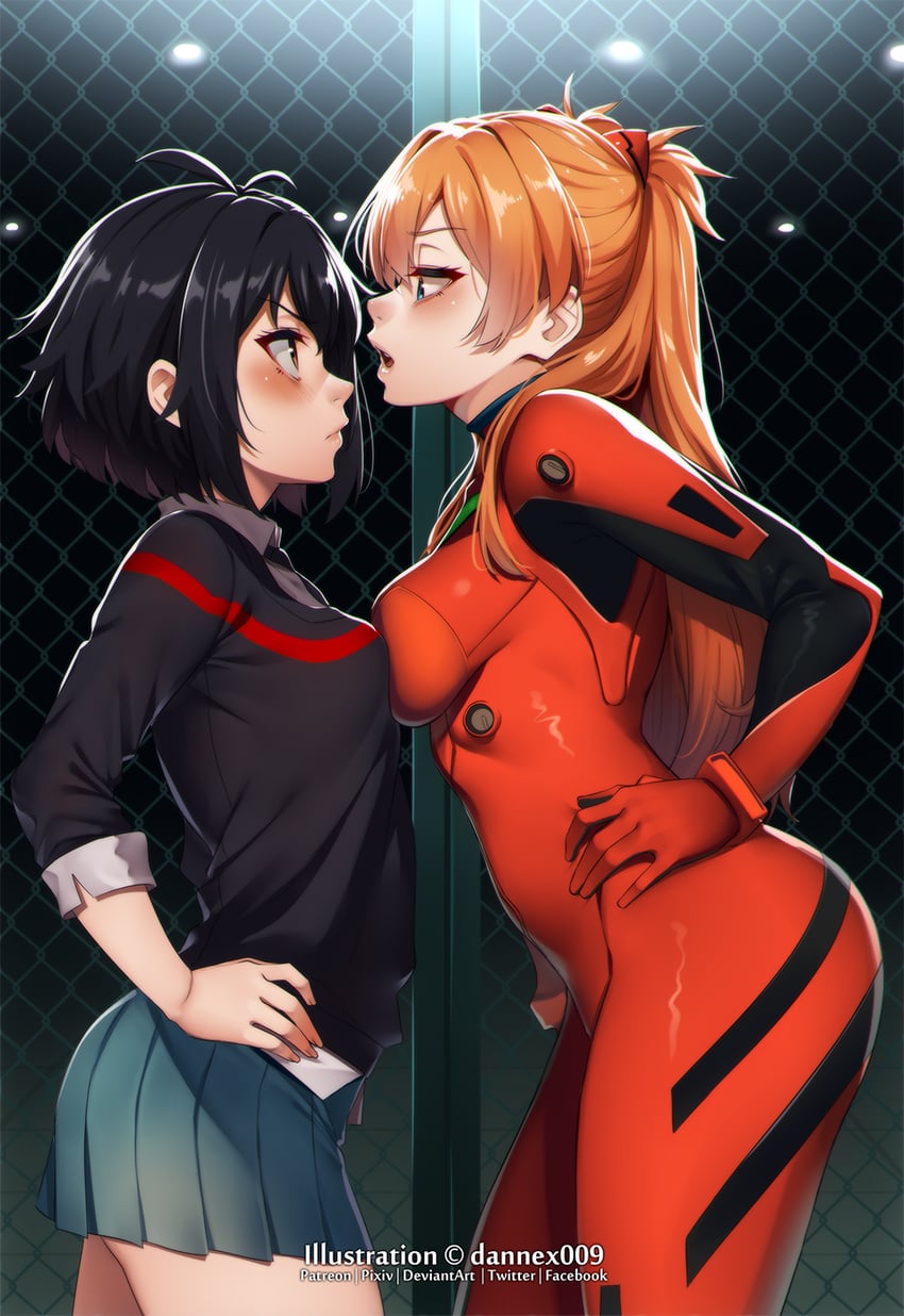 souryuu asuka langley and peni parker (neon genesis evangelion and 3 more) drawn by dannex009