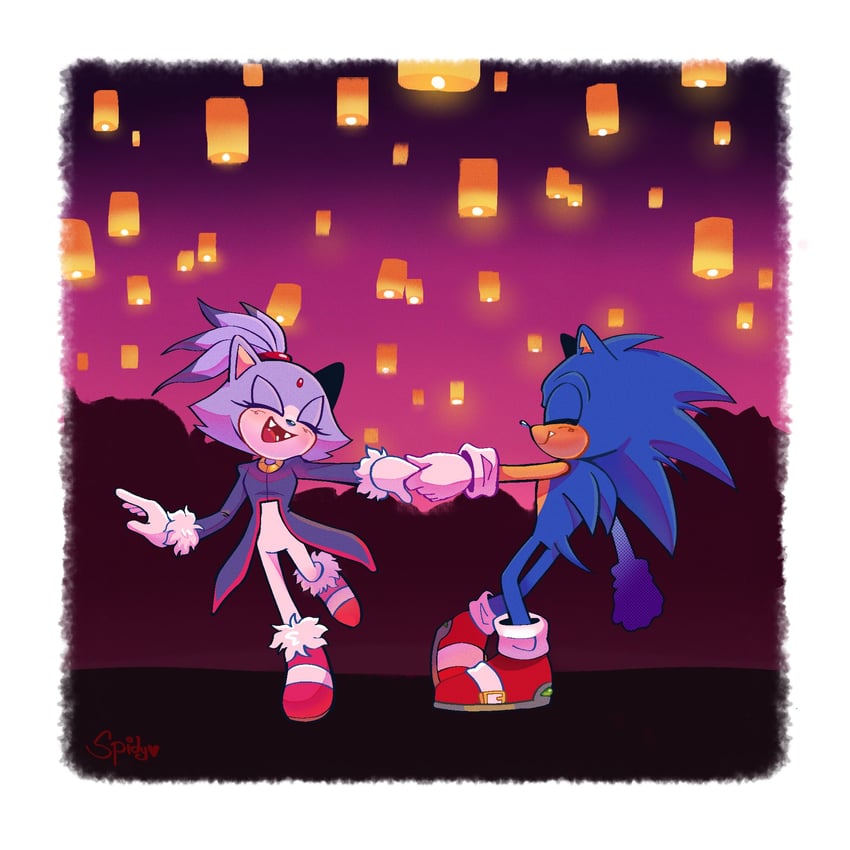 sonic the hedgehog and blaze the cat (sonic) drawn by spidercheetos