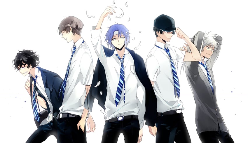 yukimura seiichi, niou masaharu, kirihara akaya, yanagi renji, and sanada gen'ichirou (tennis no ouji-sama) drawn by suou_(sdurorhr)