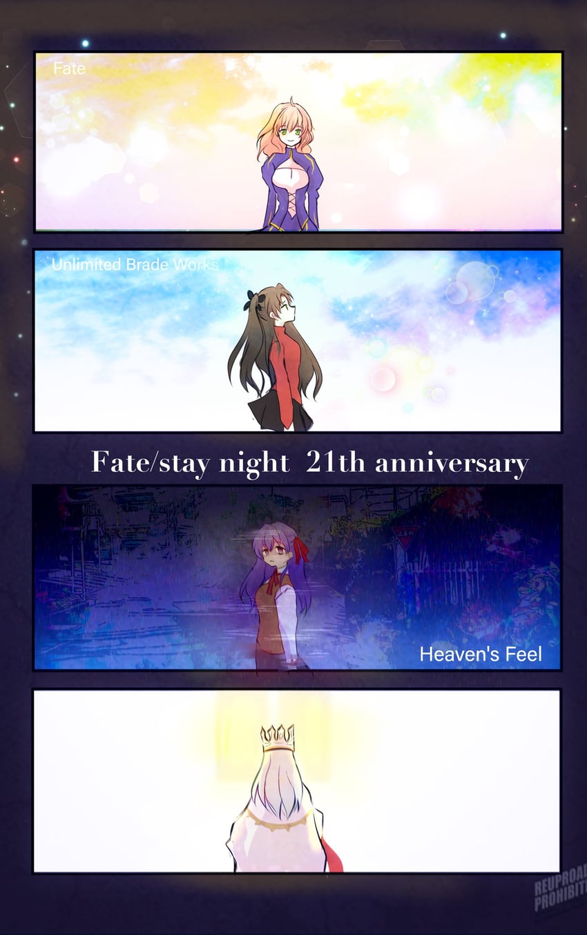 artoria pendragon, saber, tohsaka rin, illyasviel von einzbern, and matou sakura (fate and 1 more) drawn by coccorope
