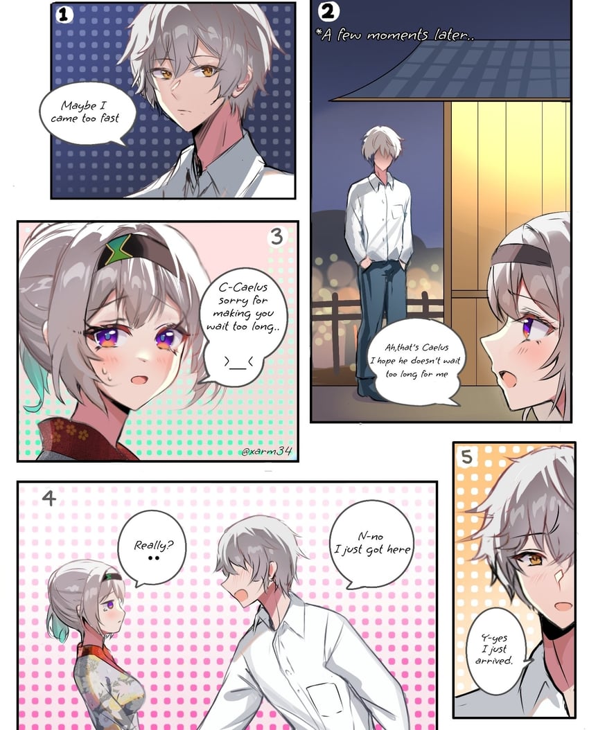 trailblazer, firefly, and caelus (honkai and 1 more) drawn by devl_ga_aru