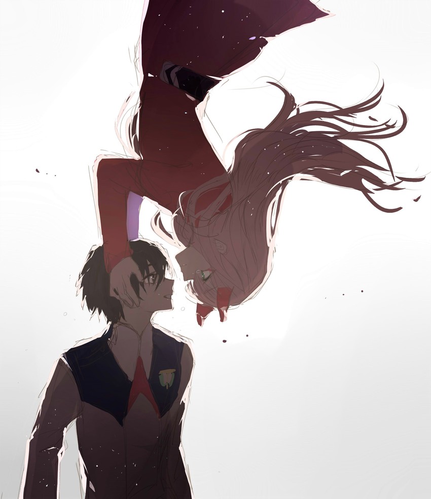 zero two and hiro (darling in the franxx) drawn by inurin_0606