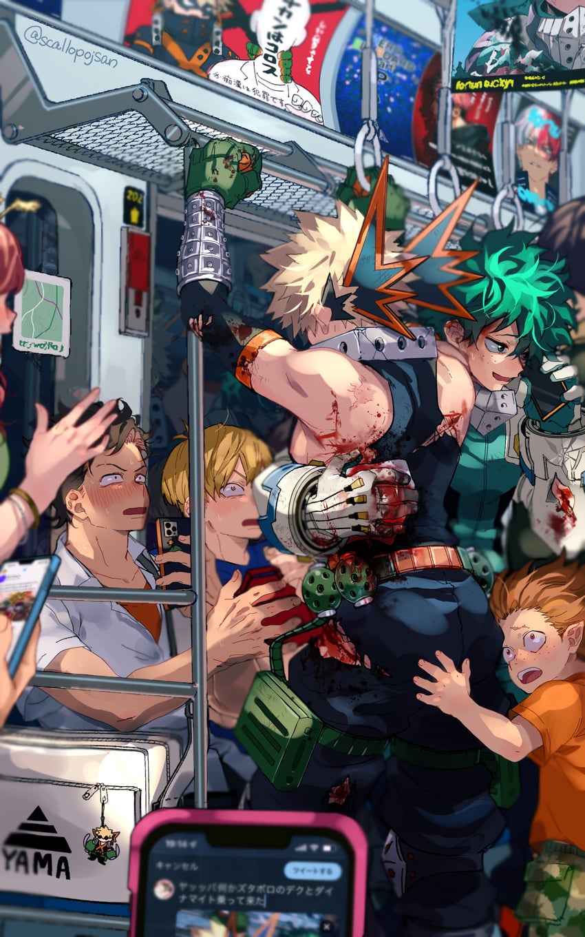 midoriya izuku and bakugou katsuki (boku no hero academia) drawn by scallopojisan