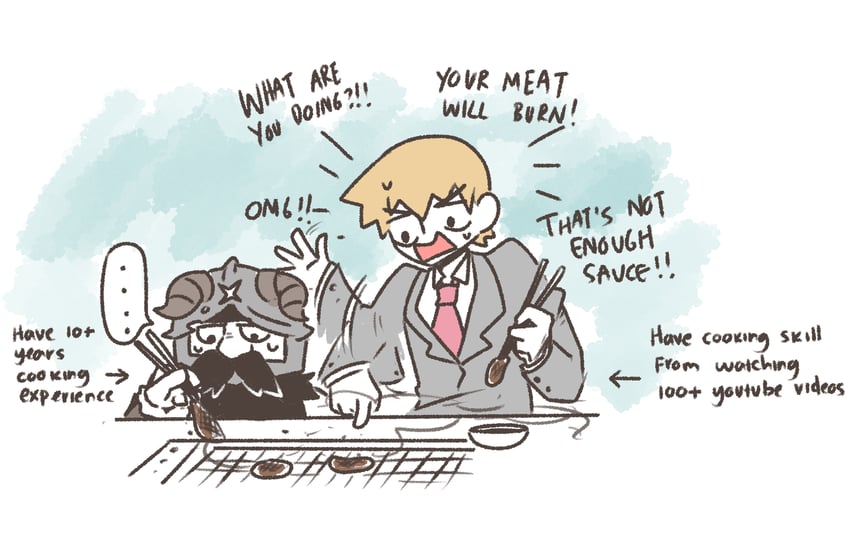 senshi and reigen arataka (dungeon meshi and 1 more) drawn by vmelodyta