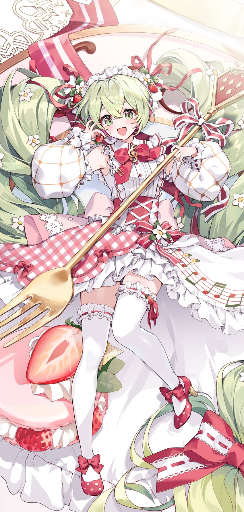 hatsune miku and strawberry miku (vocaloid) drawn by cika_k