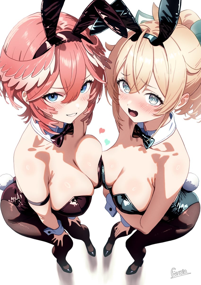 kazama iroha and takane lui (hololive) drawn by curio_(curiofinity)
