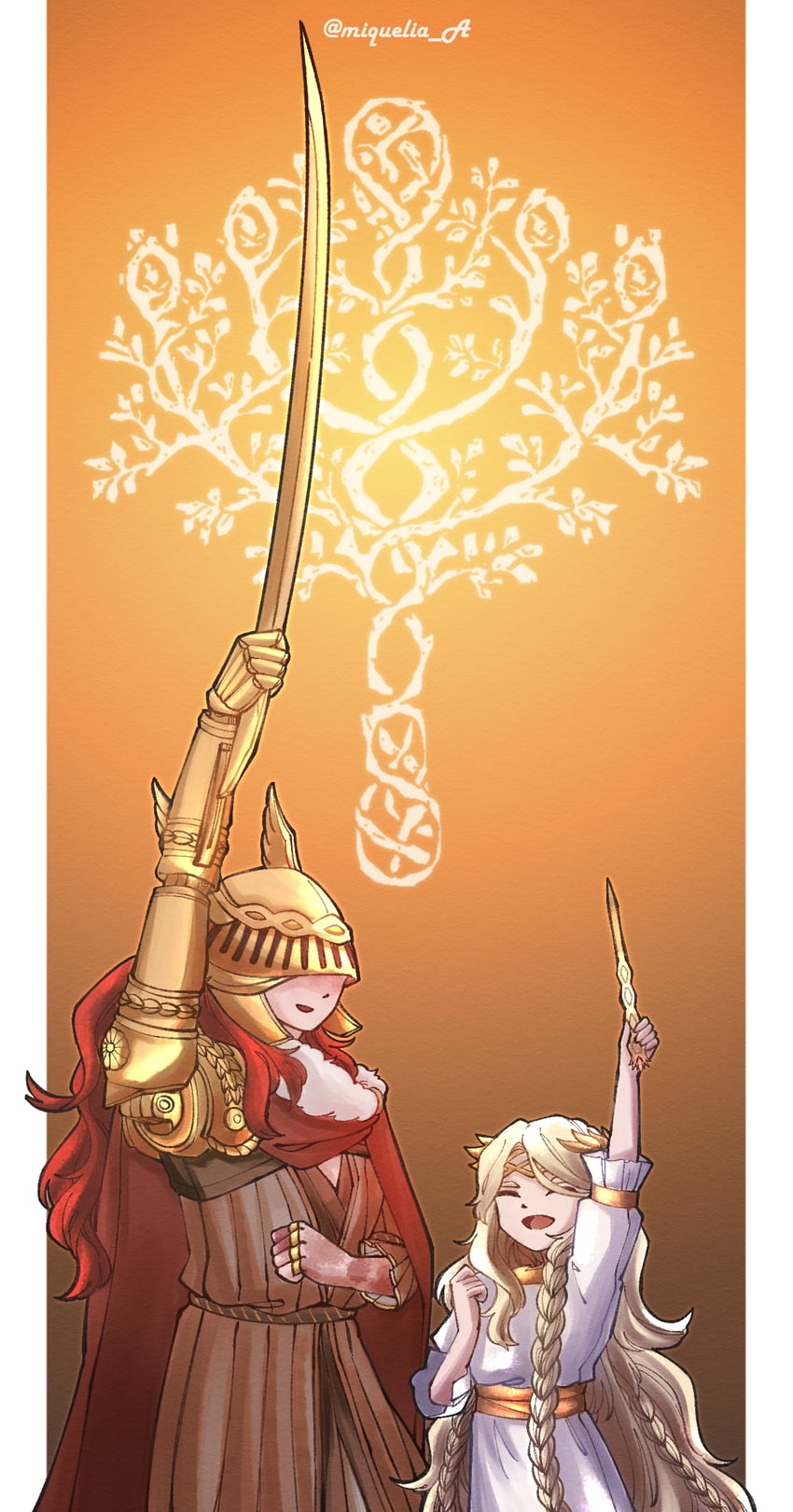 malenia blade of miquella and miquella (elden ring) drawn by miqueliafantasia