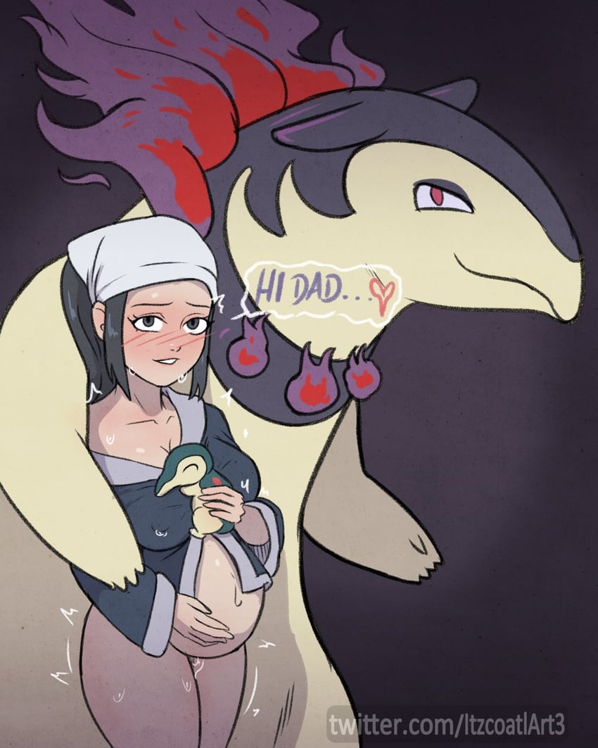 akari, cyndaquil, and hisuian typhlosion (pokemon and 1 more) drawn by itzcoatlart3