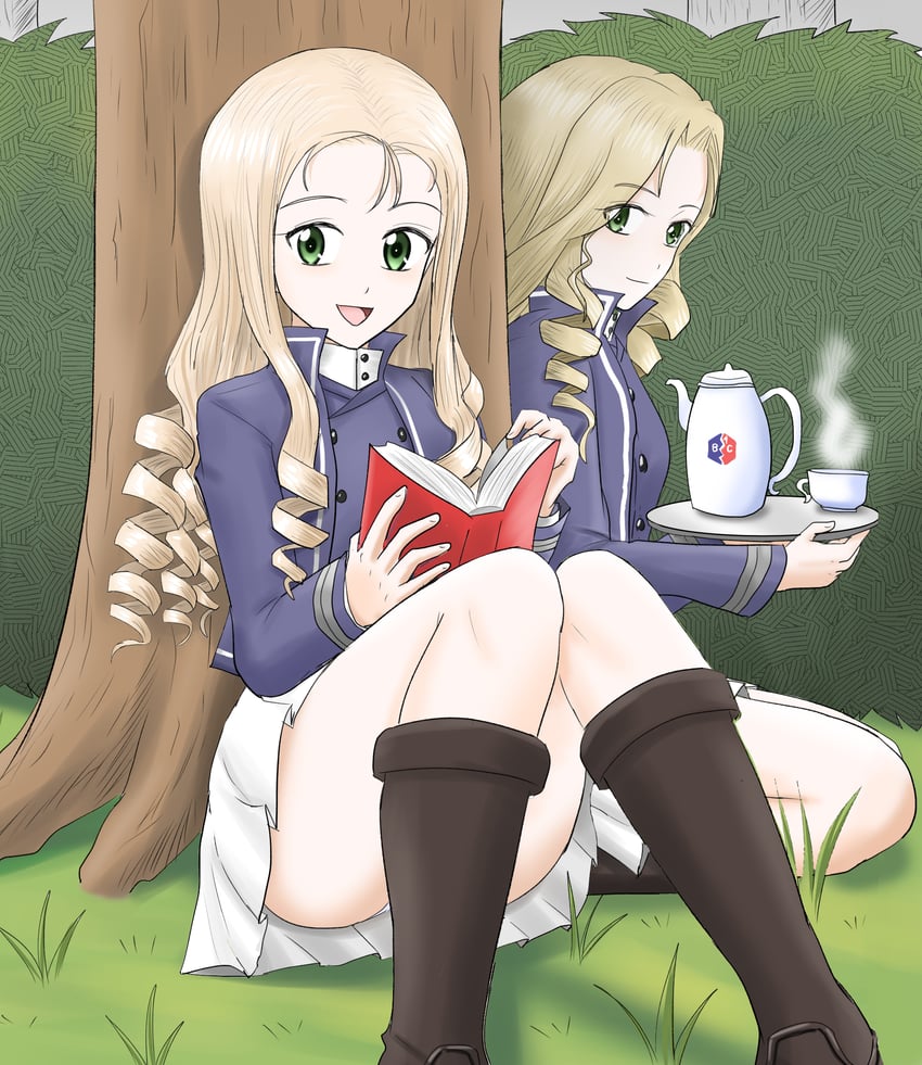 marie and sofue (girls und panzer) drawn by harukai-i