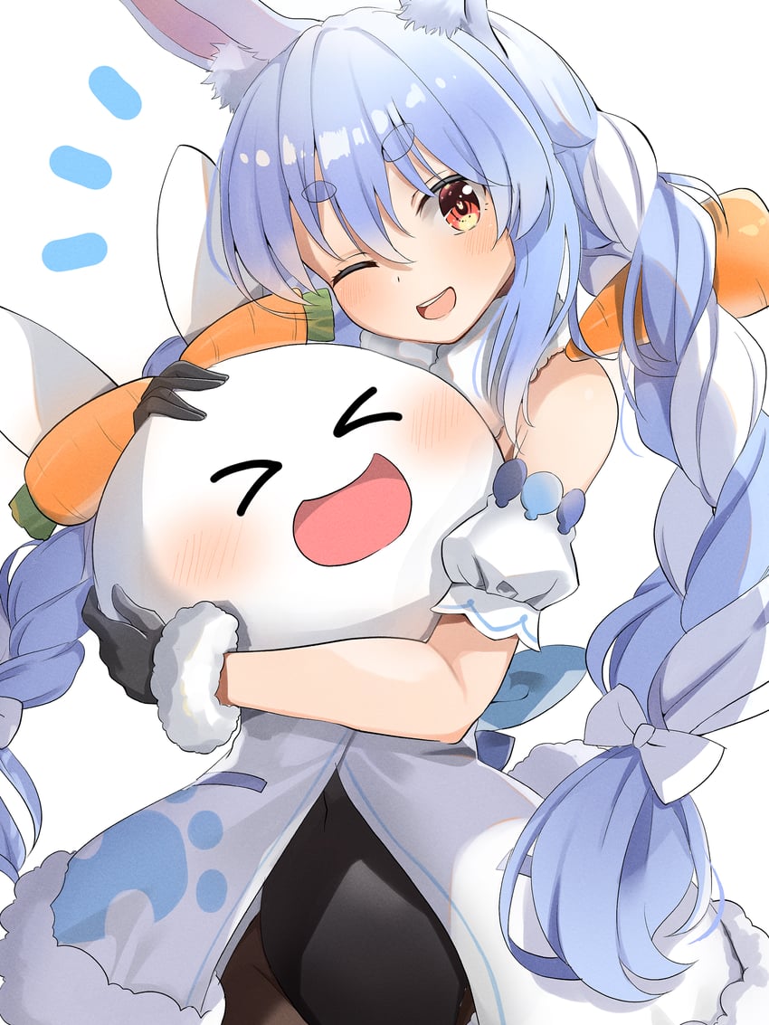usada pekora, don-chan, and pekomon (hololive) drawn by yunon_oto_mad