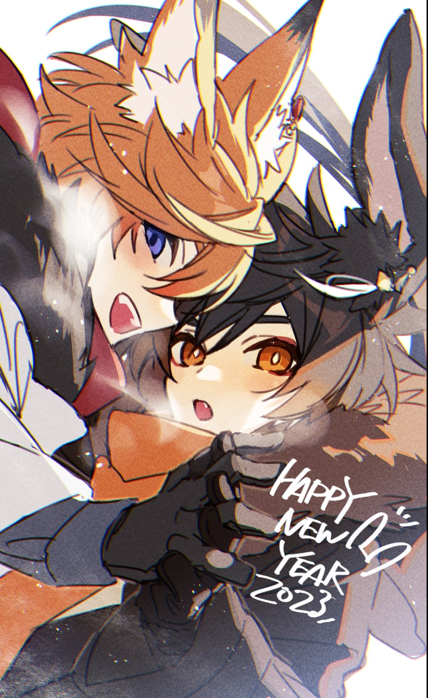 zhongli and tartaglia (genshin impact) drawn by xia_(ryugo)