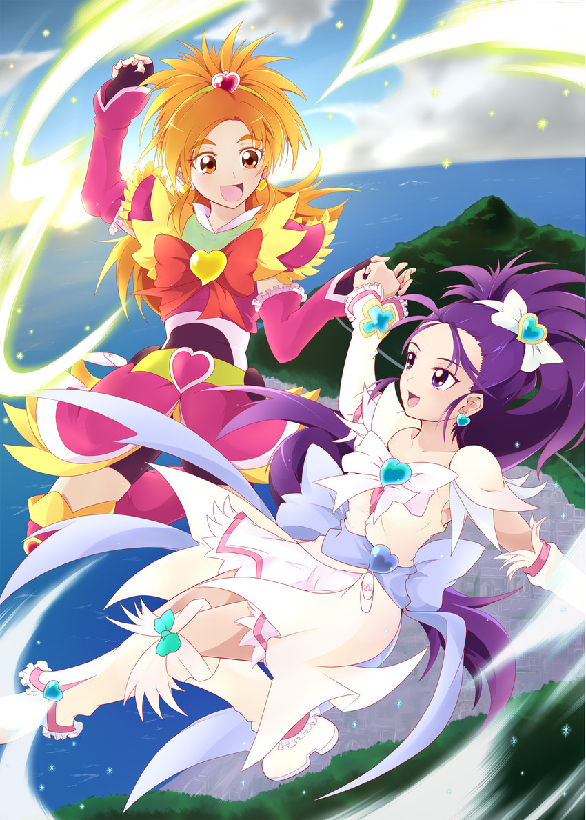 hyuuga saki, mishou mai, cure bloom, and cure egret (precure and 1 more) drawn by ashita_wa_hitsuji