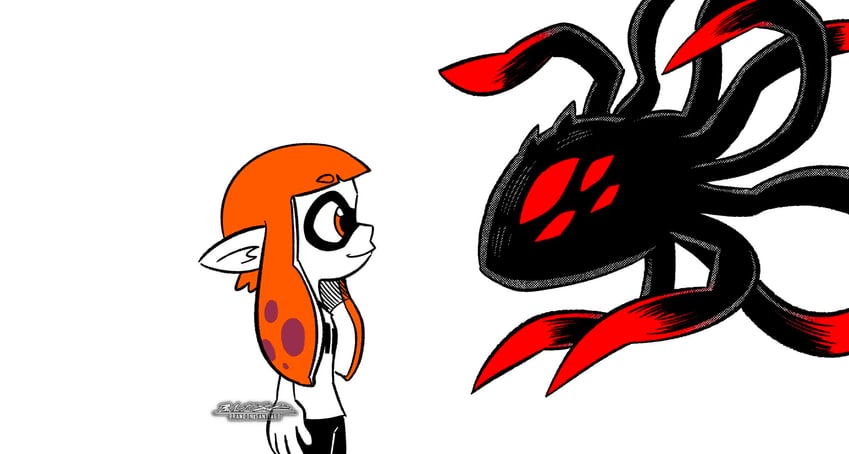 inkling player character, inkling girl, shadow the hedgehog, kaori, and doom morph (splatoon and 4 more) drawn by brandon_santiago