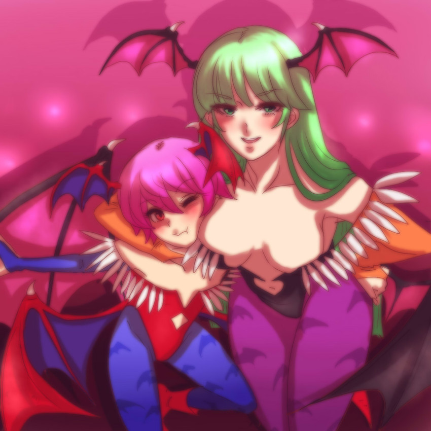 morrigan aensland and lilith (darkstalkers) drawn by kinako_(nurupoga)