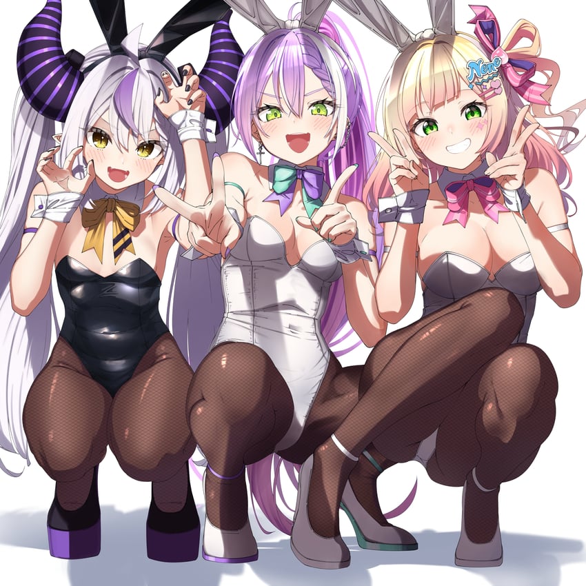 tokoyami towa, la+ darknesss, and momosuzu nene (hololive) drawn by shinomu_(cinomoon)