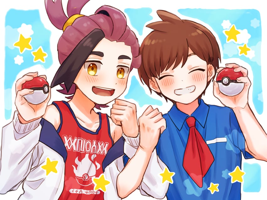 kieran and florian (pokemon and 1 more) drawn by mochi_(mocchi_p_2m)