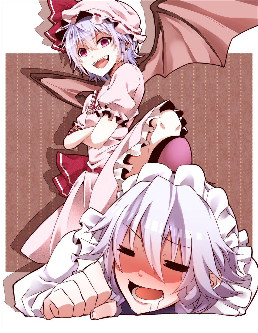 remilia scarlet and izayoi sakuya (touhou) drawn by sakura_hazuki