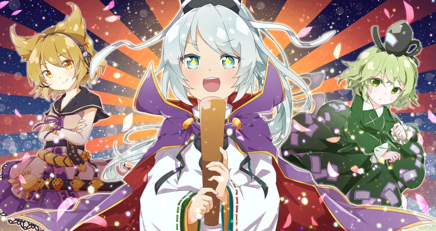 toyosatomimi no miko, mononobe no futo, and soga no tojiko (touhou) drawn by megitti
