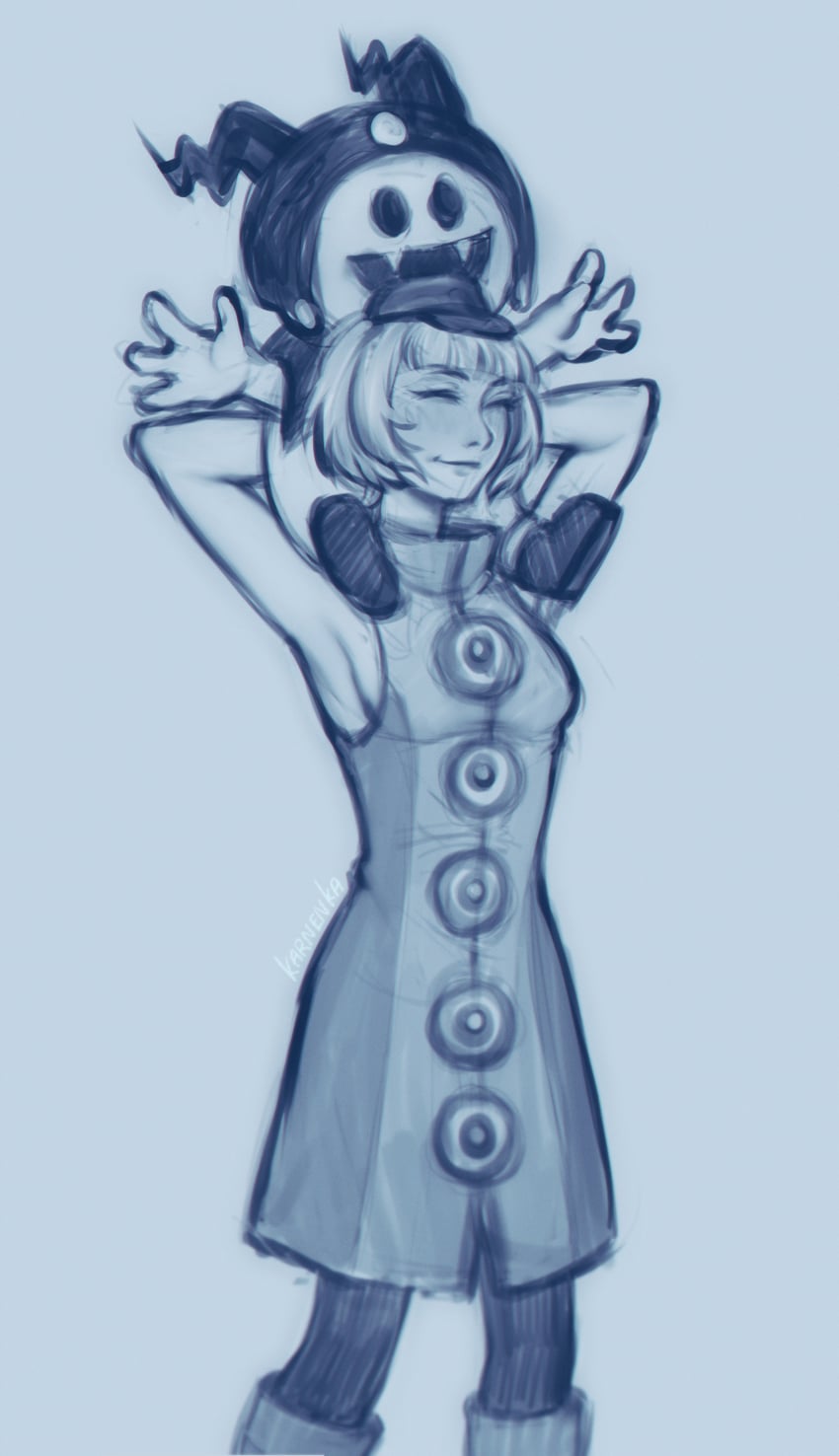 jack frost and elizabeth (persona and 1 more) drawn by karnenka