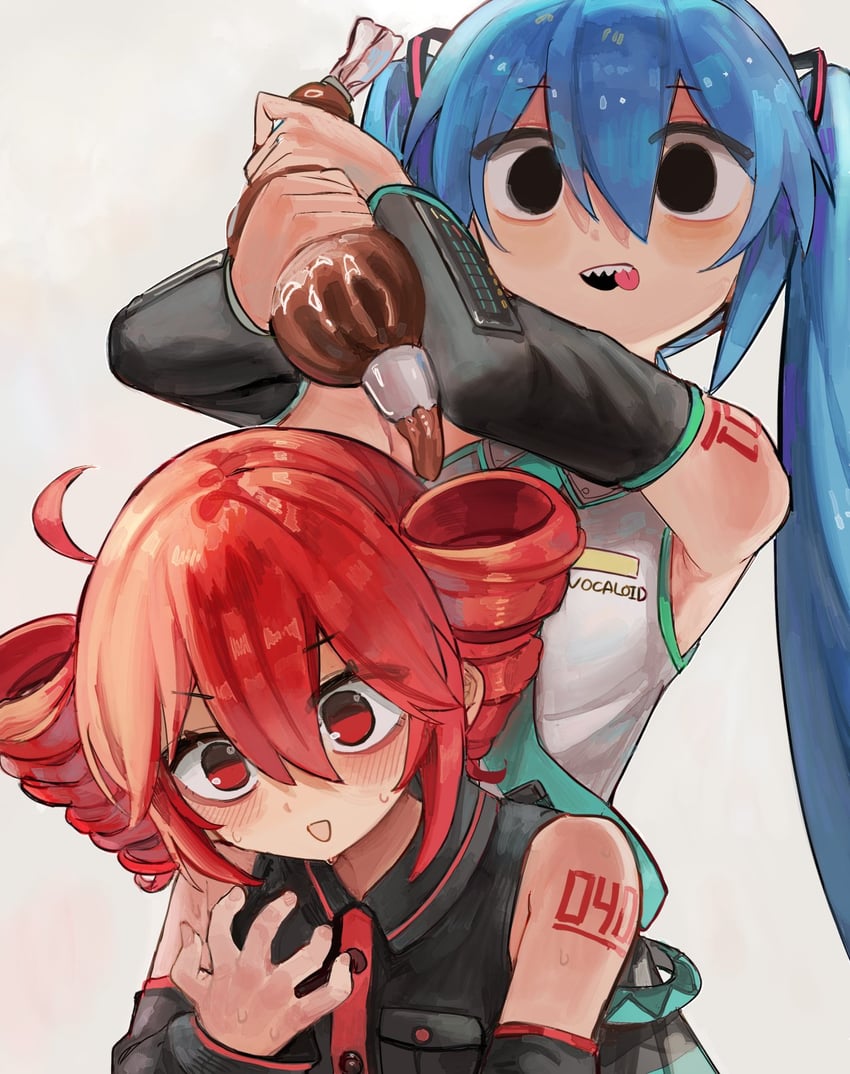 hatsune miku and kasane teto (vocaloid and 2 more) drawn by microa