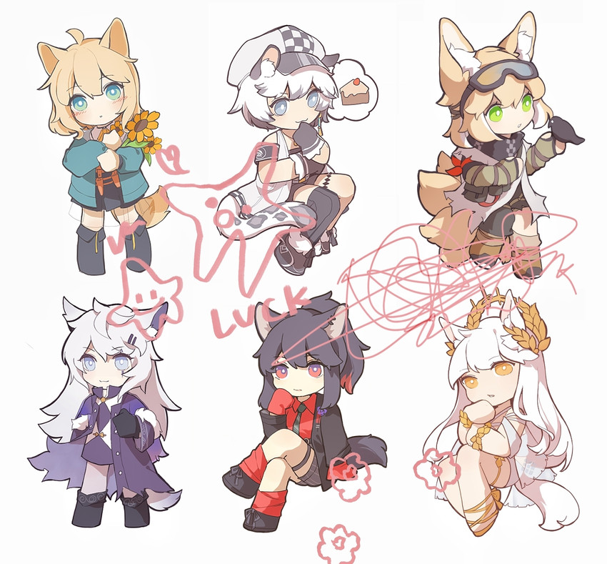 texas, lappland, suzuran, platinum, cliffheart, and 1 more (arknights) drawn by zhizhangsiyin