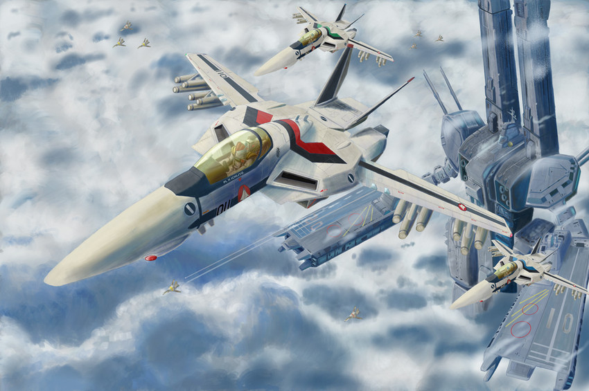 vf-1, sdf-1, ichijou hikaru, vf-1s, maximilian jenius, and 2 more (macross and 2 more) drawn by i.t.o_daynamics