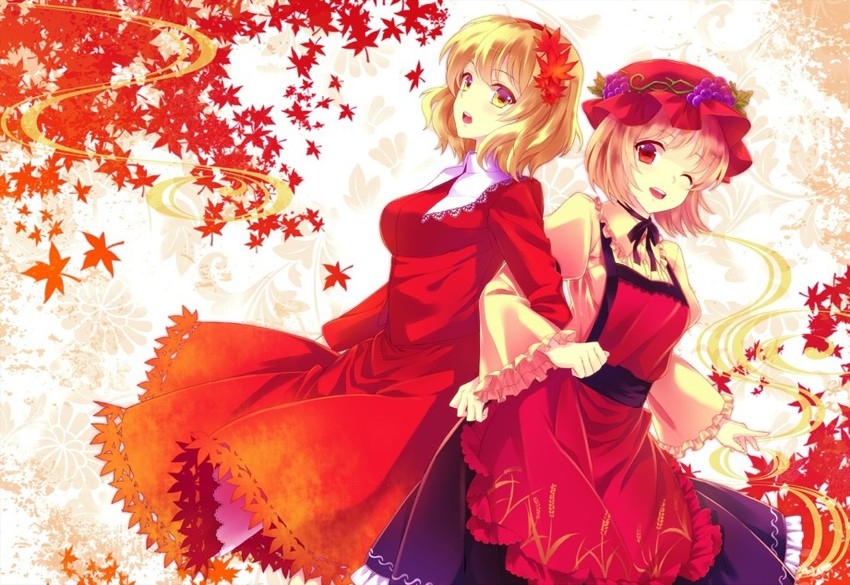 aki minoriko and aki shizuha (touhou) drawn by remirya_koumakan