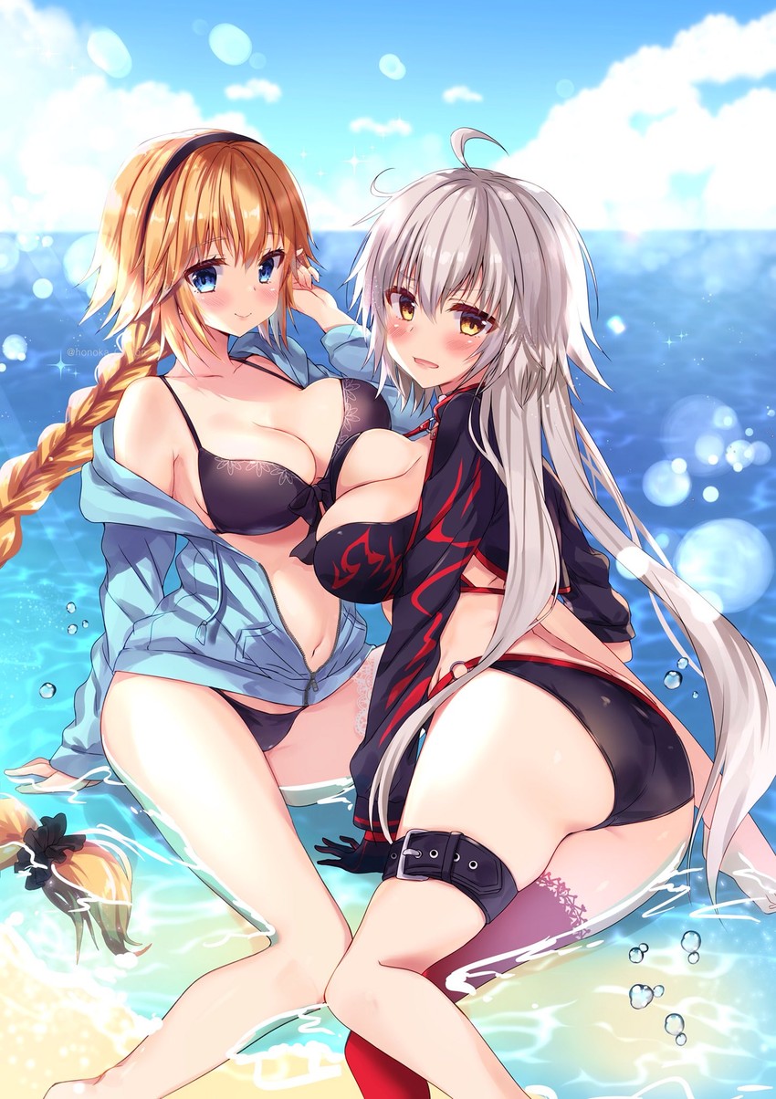 jeanne d'arc alter and jeanne d'arc (fate and 1 more) drawn by honoka_chiffon