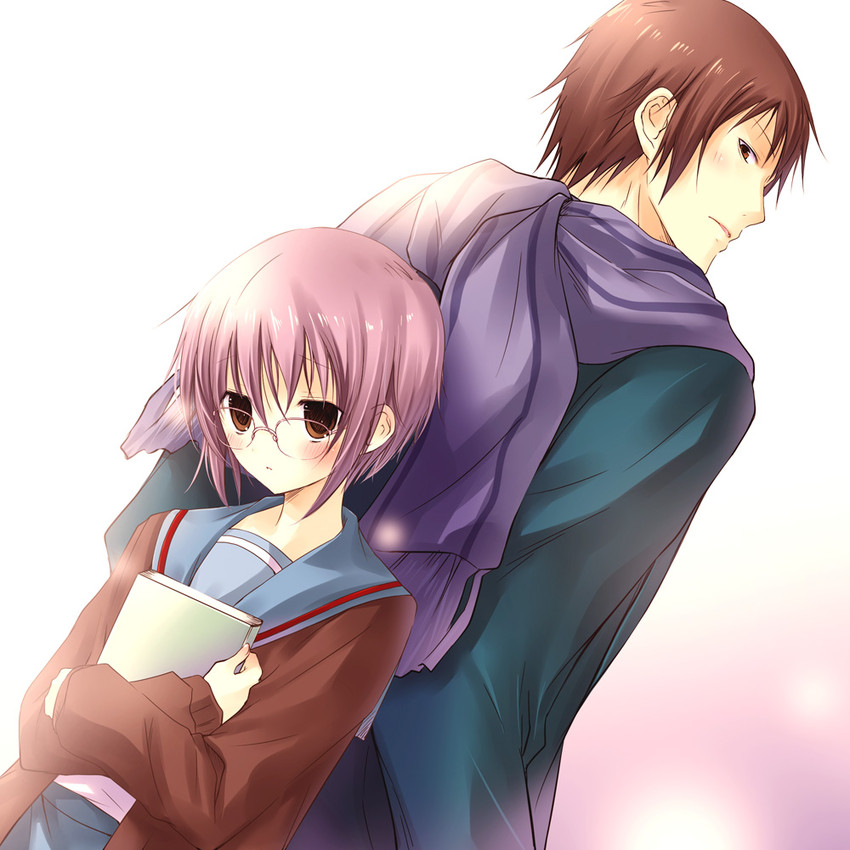 nagato yuki and kyon (suzumiya haruhi no yuuutsu and 1 more) drawn by vanilla_(nicolla)