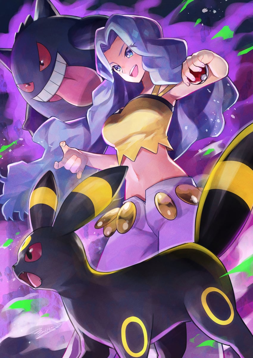 umbreon, gengar, and karen (pokemon and 1 more) drawn by rainys_bill