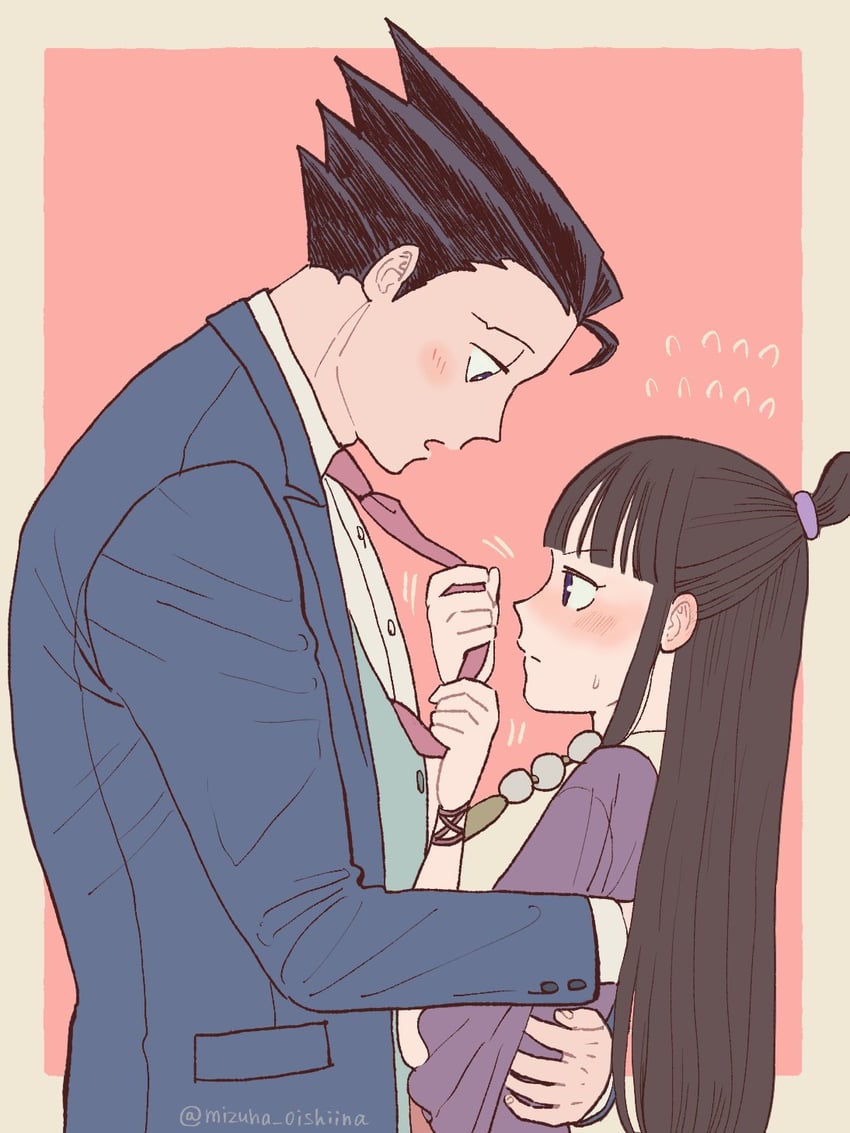 phoenix wright and maya fey (ace attorney) drawn by suibun_(mizuha_oishiina)