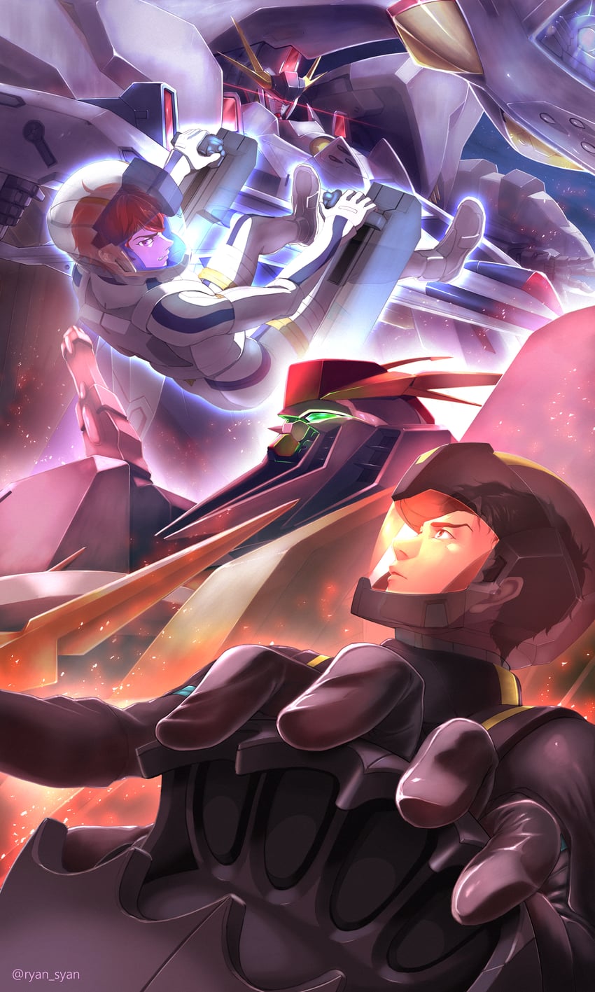 xi gundam, hathaway noa, penelope, and lane aim (gundam and 1 more) drawn by gachirin