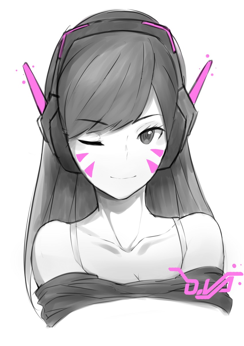 d.va (overwatch and 1 more) drawn by hentaki