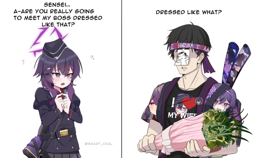 sensei, doodle sensei, and haruka (blue archive) drawn by smart_oval