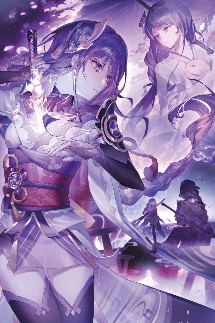 raiden shogun, yae miko, and makoto (genshin impact) drawn by 21gnsn
