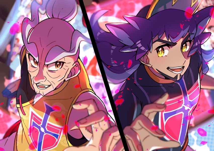 leon and mustard (pokemon and 1 more) drawn by pon_yui