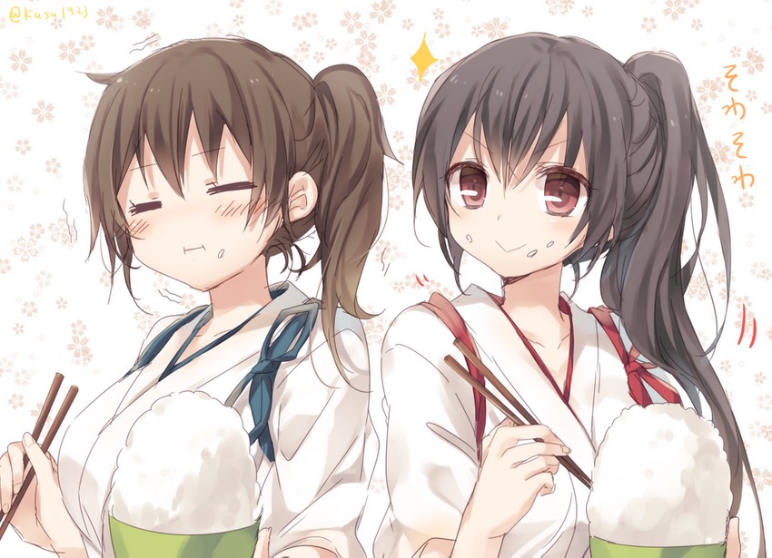 kaga and akagi (kantai collection) drawn by komeshiro_kasu